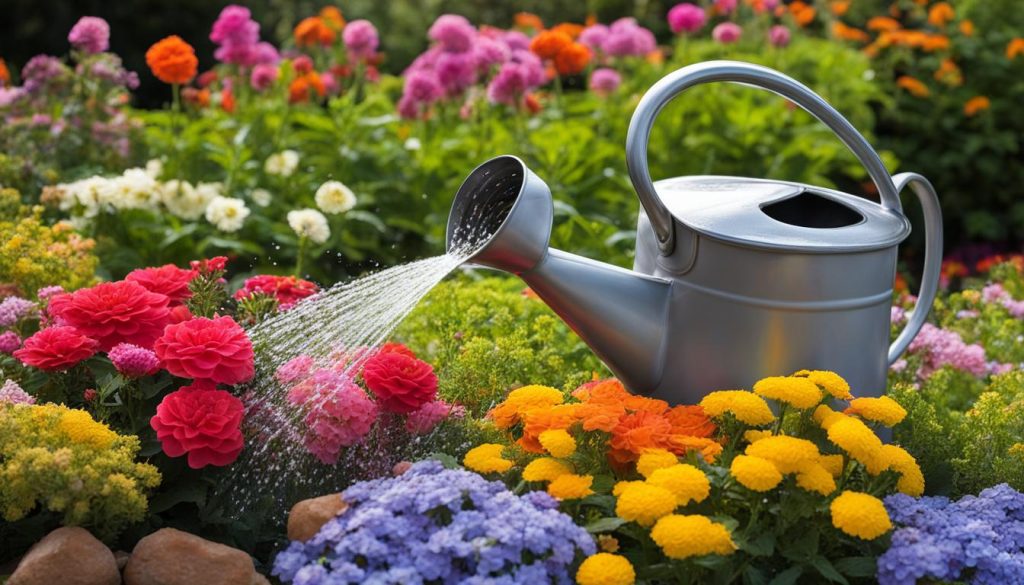 Watering flowers