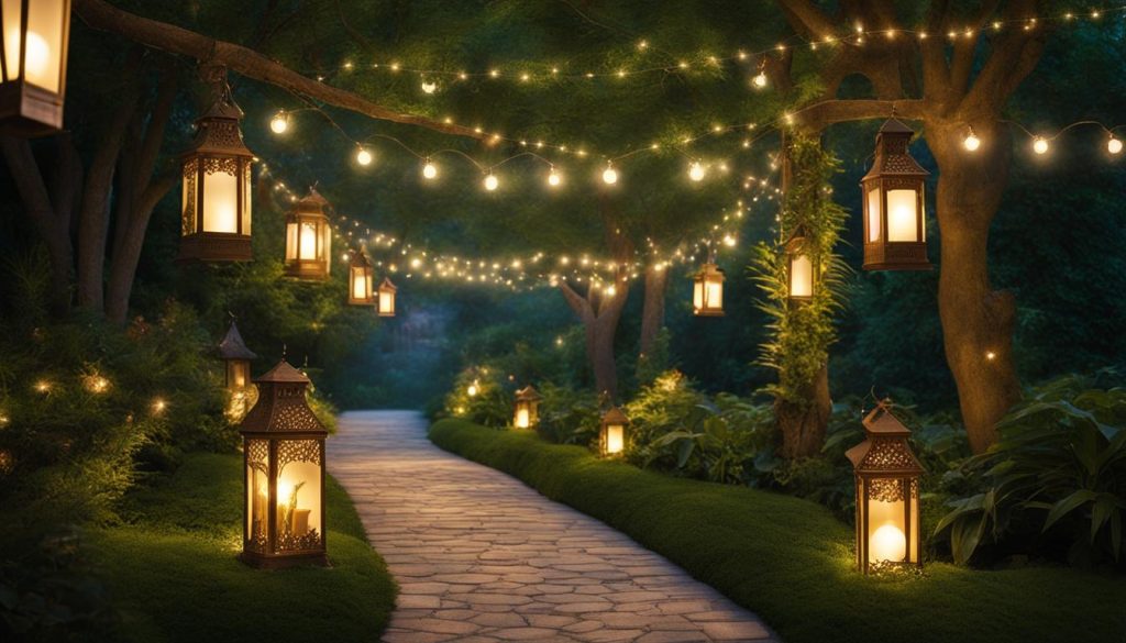 creative lighting and decorative elements for shady areas